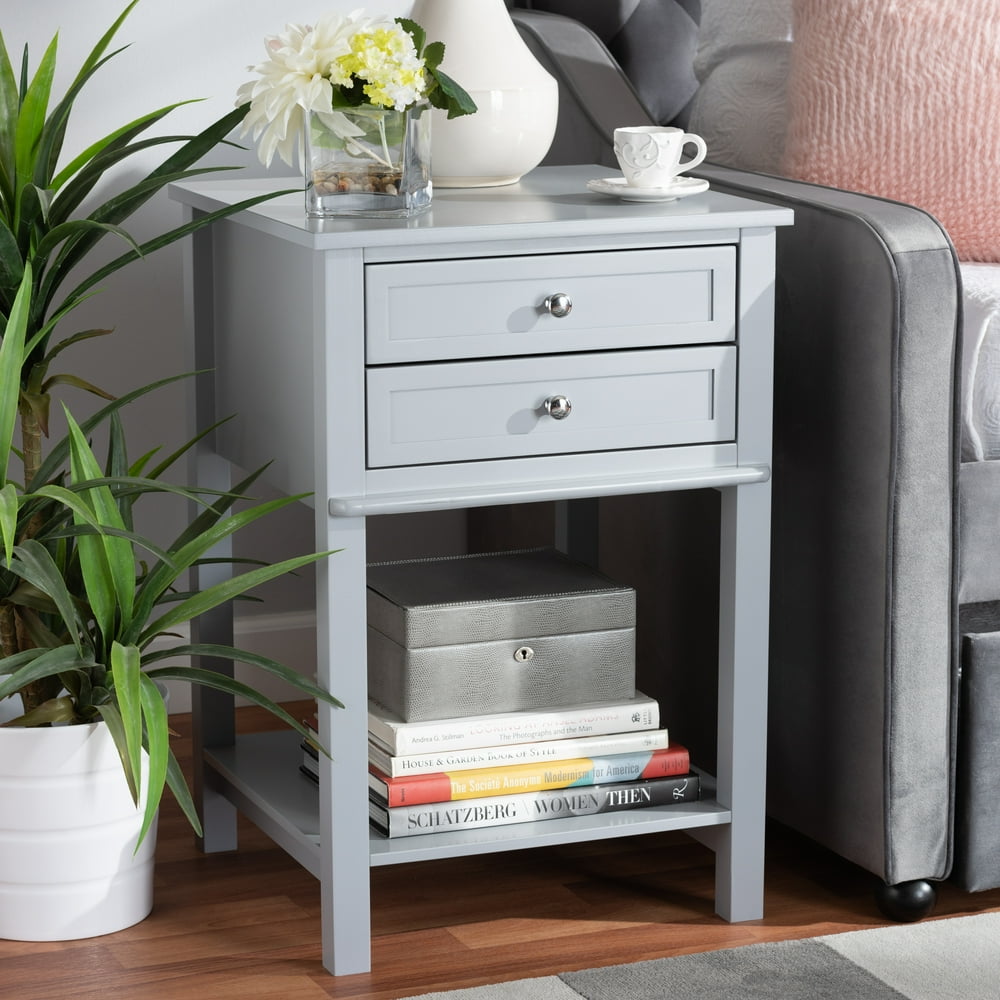 Baxton Studio Willow Modern Transitional Light Grey Finished 2Drawer