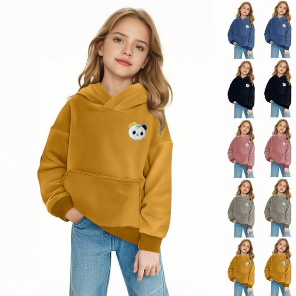 Spazoro Toddler Girls Loose Sweatshirts Hoodie, Warm Cute Comfy Casual Long Sleeve Soft Pullover for Kids Girls Yellow Size 3 T