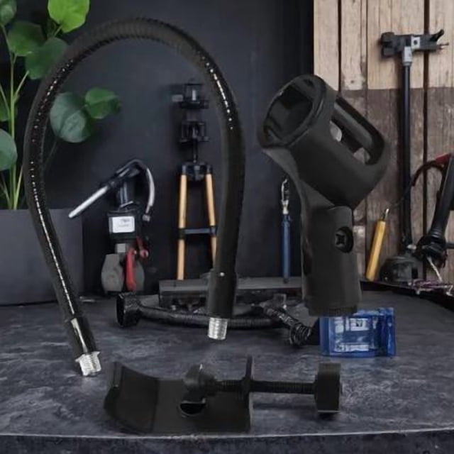 FOMIYES 1Jgo Pie De Micrófono Con Clip Estable Y Tubería Flexible Para Escritorio Negro