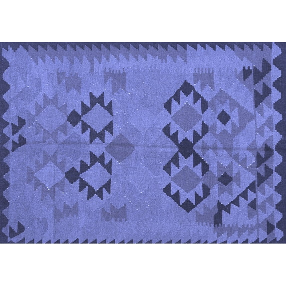 Ahgly Company Machine Washable Indoor Rectangle Southwestern Blue Country Area Rugs, 8' x 10'