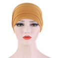 thumbnail image 4 of Bangcool Turban Cap Pleated Simple Solid Color Elastic Beanie Hat Slouchy Hat for Women, 4 of 10