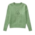 thumbnail image 4 of Laipiong St. Patrick's Day Sweaters for Women Trendy Shamrock Embroidered Cable Knit Crewneck Sweatshirts Cozy Comfy Irish Loose Tops, 4 of 4