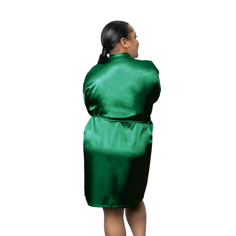 Bluchi Short Kimono Lounge Womens Robe, Small-5XL, 26 Colors - Bride & Bridesmaid Robes, Emerald Green, L/XL