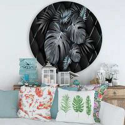 Designart 'Gold and Black Tropical Leaves I' Modern Circle Metal Wall Art 36x36 - Disc of 36
