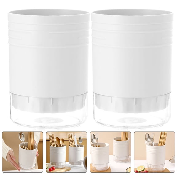 WEAVILUX 2Pcs White Multi Function Chopstick Holders Kitchen Cutlery Holders for Home