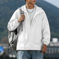 thumbnail image 5 of Men's UPF 50+ Sun Protection Hooded Jacket, Lightweight Quick Dry Loose Fit Outdoor Windbreaker, Unisex Casual Summer Thin Coat White, 5 of 6