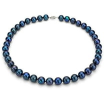 ADDURN Ultra-Luster 7-8mm Black Genuine Cultured Freshwater Pearl 18" Necklace and Sterling Silver Filigree Clasp