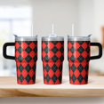 thumbnail image 2 of 20oz Geometric Design Stainless Steel Travel Mug, Double Wall Insulated Tumbler with Handle Leak Proof Texture Straw, 2 of 5