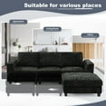 thumbnail image 6 of ACMEASE 87" Chenille 3 Seater Sofa w/Movable Ottoman, Modular Sectional Sofa w/Cup Holders, Modern L Couch w/Deep Seat Space for living Room, Black, 6 of 7