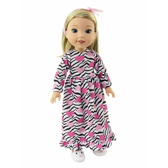 Zebra Heart Nightgown For 14 Inch Dolls