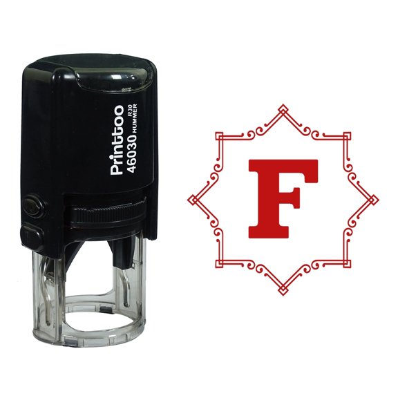 Printtoo Octagon Celtic Swirl Frame Alphabet F Monogram Self Inking Rubber Stamp Office Stationary