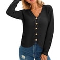 thumbnail image 2 of Long Sleeve V-neck Women Crochet Cardigan Casual Button Down Sweater, 2 of 6