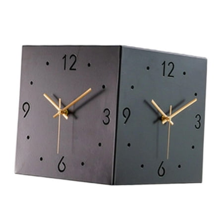 Double Sided Decorative Wall Clock Square LED Light Metal Frame for Restaurant Family Room Kitchen