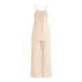thumbnail image 7 of akafmk Womens 2 Piece Linen Sets Fashions Spaghetti Straps Cami Top with Back Tied and Wide Leg Pants Set Casual Beach Travel Outfits, 7 of 7