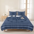 thumbnail image 3 of Twin XL Quilt Set 68''x98'', Nautical Compass Lightweight Summer Bedspread Coverlet Set with 2 Pillow Shams, Navy Blue Striped Coastal Compass Breathable All Season Quilt Bedding for Dorm/Guest Room, 3 of 9