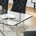 thumbnail image 2 of 5-Piece Glass Dining Table Set, 63" Rectangular Tempered Glass Top, X-Shaped Base, Velvet Cushioned Stainless Steel Frame Dining Chairs, for Living Room, Kitchen, 2 of 7