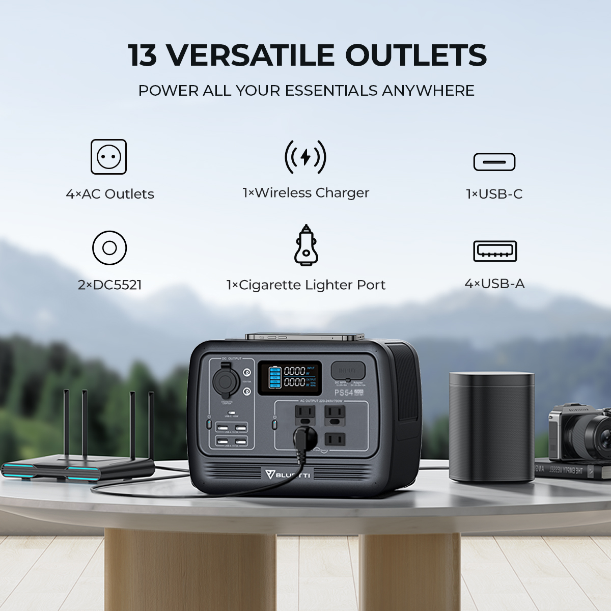 BLUETTI PS54 700W 537Wh Portable Power Station Solar Generator Camping Fishing