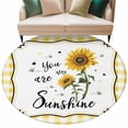 thumbnail image 2 of Sunflowers 8' Round Area Rug, Yellow Floral Botanical Checkered Farmhouse Washable Non-Slip Large Circle Rugs for Living Room Bedroom, Soft Low Pile Rug Carpet for Dining Room Kitchen Farmhouse, 2 of 9
