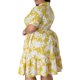 thumbnail image 3 of Puntoco Vestido De Manga Corta Con Cuello En V, Vestido Bohemio Informal De Talla Grande Con Cuello En V, Vestido Bohemio De Manga Corta Sólido Y Estampado, Amarillo Xxxl, 3 of 7