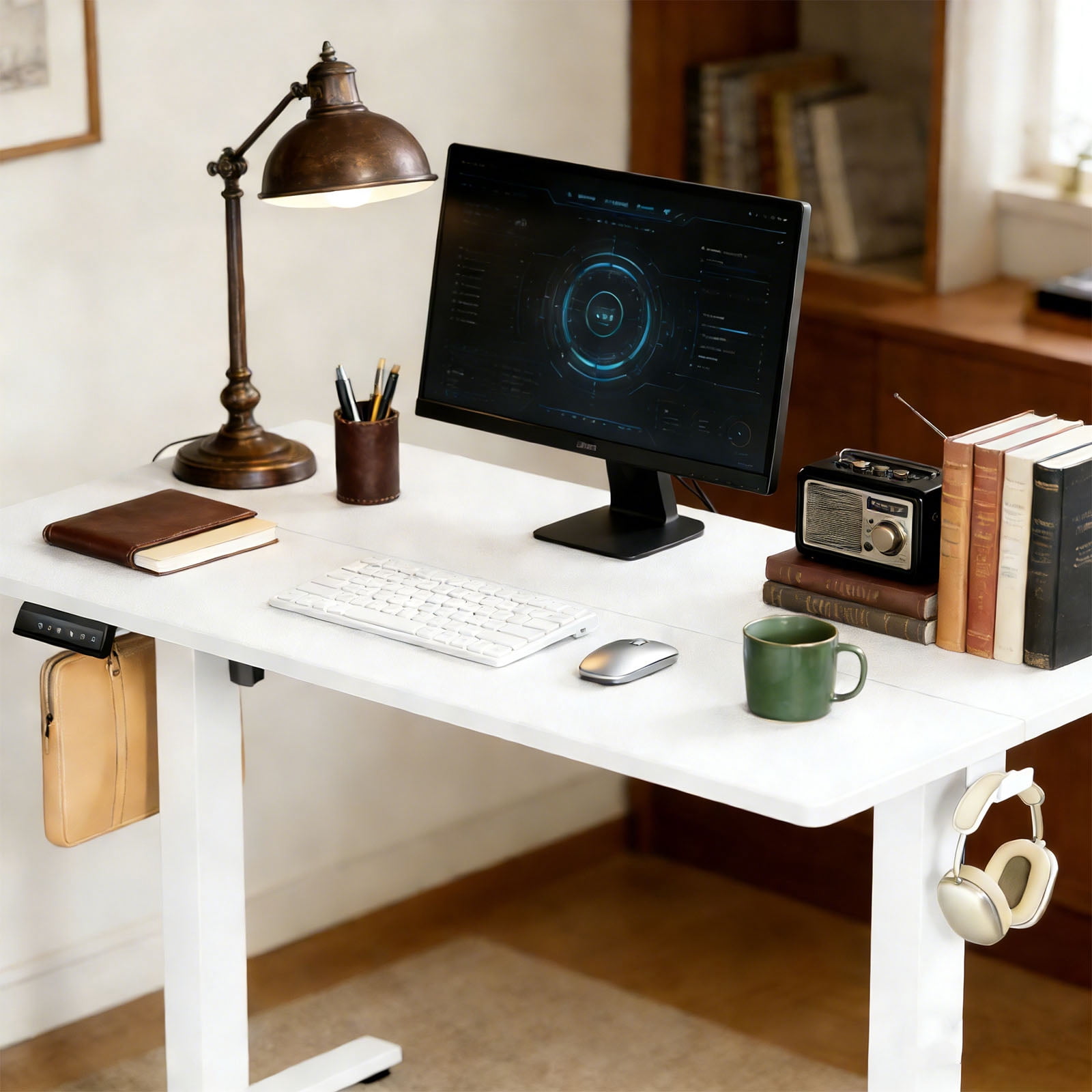 Casabay Electric Height Adjustable Standing Desk, 40"x24" Sit-to-Stand Desk Ergonomic Rising Computer Table for Home Office