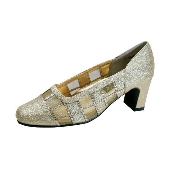 FUZZY Bliss Women's Wide Width Mesh/Metallic Upper Dress Pumps GOLD 5
