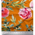thumbnail image 1 of Soimoi Gold Cotton Voile Fabric Leaves & Floral Printed Craft Fabric by The Yard 42 Inch Wide, 1 of 1