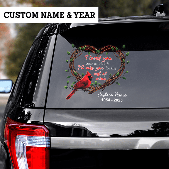 Lotusprinthandmade Personalized Cardinal Memorial Transparent Vinyl Decal 4 Sizes (6x9 Inches), cardinal bird car sticker, memorial decal with cardinal and quote