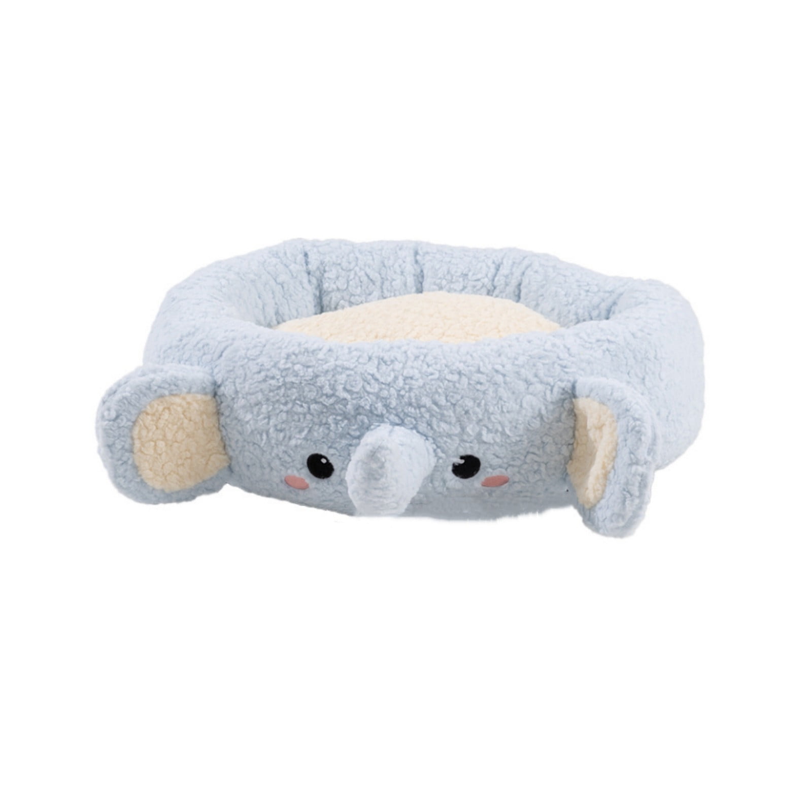 OCCOA Pet Bed Pet Villa Elephant Shape Removable Dog Cat Bed Winter Warm Plush Mat for Small Pets Home Indoor Decor Gift Xmas Present, Blue
