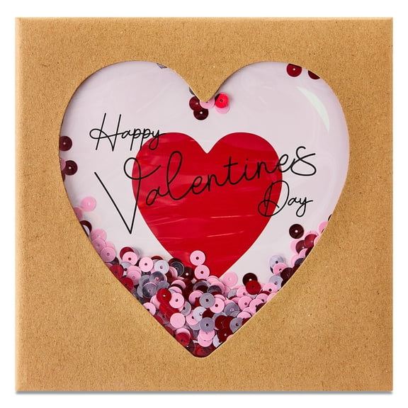 Heart Confetti Gift Box, Brown, 6" x 6" x 4", Valentine's Day by Way To Celebrate