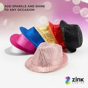 Zink Fedora Bundle - 6 Sparkly Party Hats for Photos, Props, Birthday, Costumes, Weddings and More