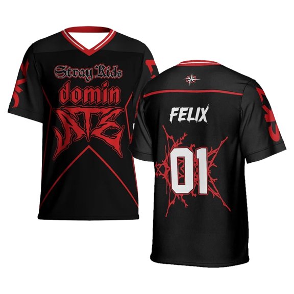 Stray Kids DominATE World Tour T-shirt V-Neck Short Sleeve Streetwear Women Men Jersey Shirts