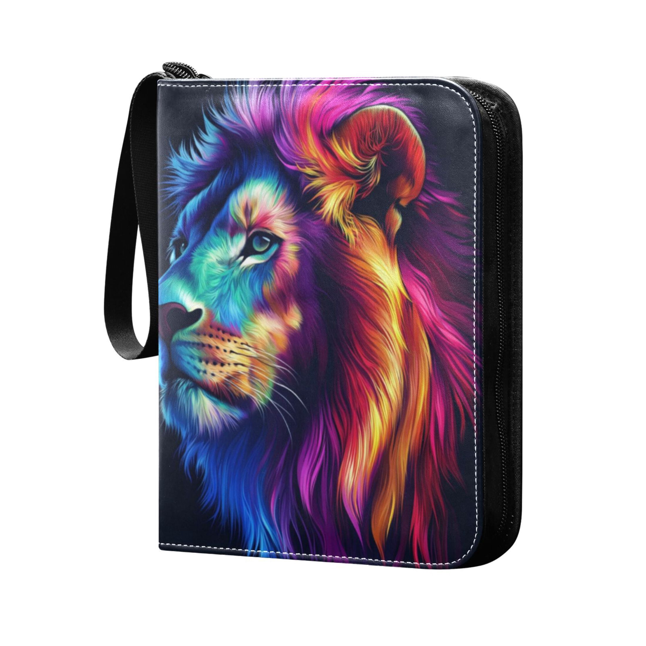 Game Card Storage Bag Collectible Trading Card Albums The 4-Pocket Card Binder With 50-Page Sleeve Can Hold 400 Game Cards The Colorful Mighty Lion