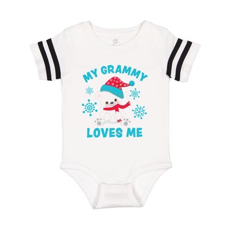 

Inktastic Polar Bear My Grammy Loves Me in Santa Hat with Snowflakes Gift Baby Boy or Baby Girl Bodysuit