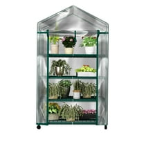 Pure Garden 4-Tier Mini Greenhouse with Wheels – Indoor/Outdoor PVC Plant Stand with Cover, 63” Tall