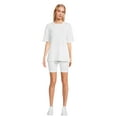 thumbnail image 2 of Lissome Women's Oversize Hacci Ribbed Tee and Bike Shorts Lounge Set, 2-Piece, Sizes S-4X, 2 of 5