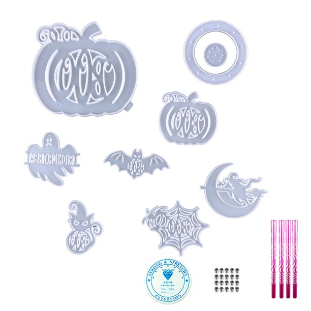 Hugtrwg Moldes Silicona para Carillón Viento Moldes Flexibles Con Temática Navideña Y Halloween (C)