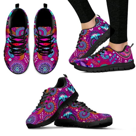 

Pretty Bohemia Pattern Mesh Sneakers for Women Lace up Sport Shoes Female Breathable Flat Shoes Soft Footwear 2022