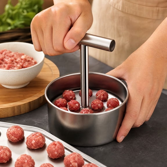 2 Pack Stainless Steel Meatball Maker Manual Meat Ball Mold Press Multi Hole Kitchen Food Prep Tool for Beef Pork Fish Balls