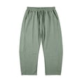 thumbnail image 5 of XIAONU Solid Cropped Wide Leg Pants for Men Drawstring Waist Side Pockets Loose Trousers, 5 of 7