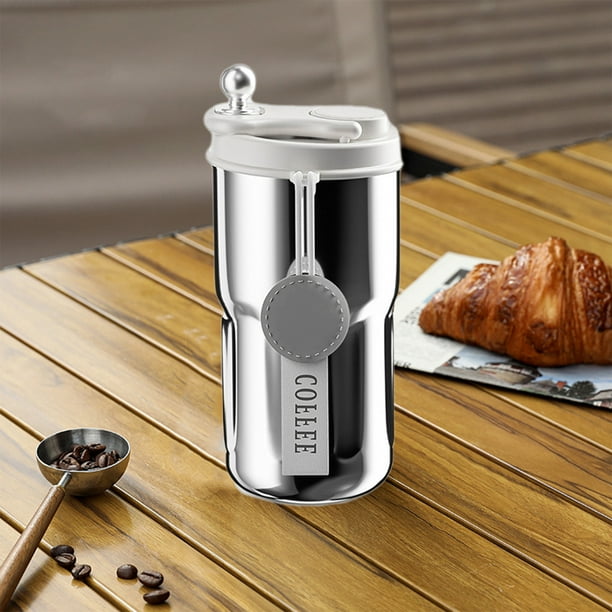 Stainless Steel Insulated Coffee Mug | 316 Thermal Travel Cup | Leak-Proof Frosted Textured Portable Drinkware | Temperature Display | Multiple Colors | 16.1x7.3cm | 1pc