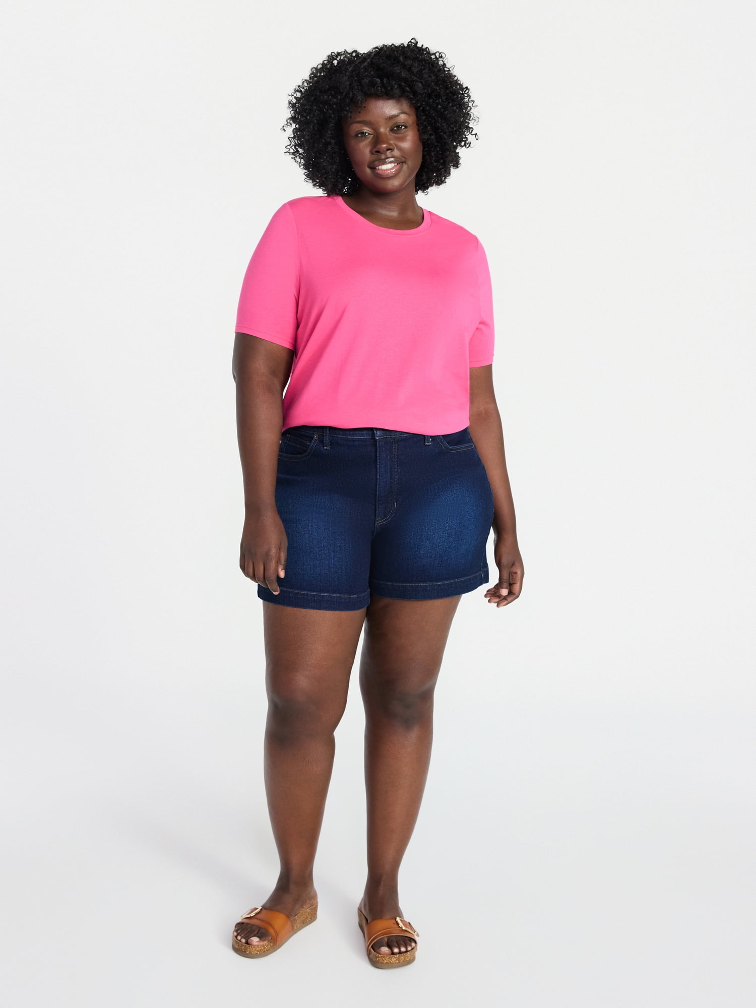 Terra & Sky Women's Plus Size Crewneck Tee with Short Sleeves, Sizes 0X-5X