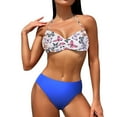 thumbnail image 1 of Aayomet Womens Swimsuits Bikini Set Three Point Off Back Tie Funny Bikini Swimsuit (Blue, M), 1 of 5