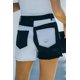 thumbnail image 1 of ABPHQTO Shorts de mezclilla color block desgastados negros para mujer, 1 of 5