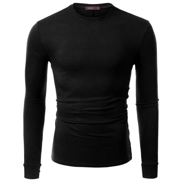 Doublju Doublju Mens Long Sleeve Half Turtle Neck Split Hem T Shirt Walmart Com Walmart Com