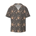 thumbnail image 2 of Lsque Animal Paw print Men's Cuban Collar Short Sleeve Shirt Summer Beachwear Casual Button Down Fashionable Vacation Leisure Shirt-Small, 2 of 7