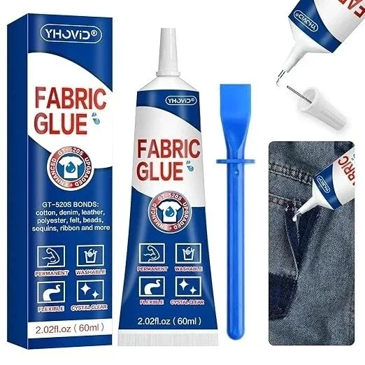 Glue For Clothing Permanent Washable, Liquid Stitch Fabric Adhesive, Anti Fray
