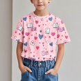 thumbnail image 2 of Short Sleeve Printed Round-Neck T-Shirt for Kids , Soft Polyester-Spandex Blend , Breathable Fabric , Loose Fit , Leak-Shoulder Design , Green Color, 2 of 9