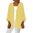 thumbnail image 1 of cfhntfmh Cardigan à Manches 3/4 pour Femmes, Ouvert, Automne, Léger, Ample, Couleur Unie, 1 of 5