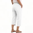 thumbnail image 4 of Miluxas Women's Lightweight Business Casual Capri Pants Elastic Waistband Tapered Loose Fit Capris with Pockets for Summer Daily Wear Loungewear White, 4 of 5