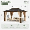 thumbnail image 3 of Aoxun 12 ft. x 16 ft. Hardtop Gazebo, Aluminum Frame Permanent Pavilion with Curtains and Netting, Outdoor Polycarbonate Double Roof Canopy, for Garden, Lawns, Patio, 3 of 9